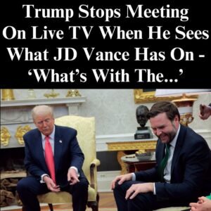 During an Oval Office meeting with the Irish Prime Minister, Trump briefly paused after noticing Vance’s socks.